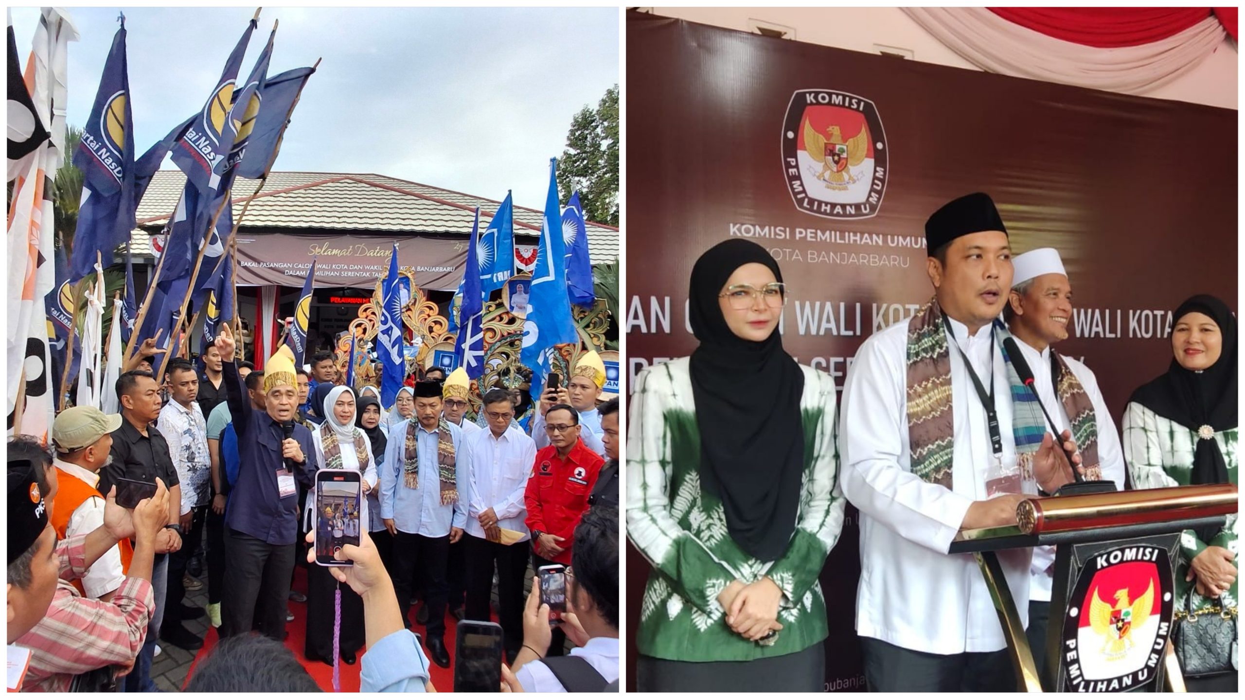 Lisa Meriah dan Aditya Khusyu, Dua Suasana yang Berbeda Saat Pendaftaran Paslon di KPU Banjarbaru,