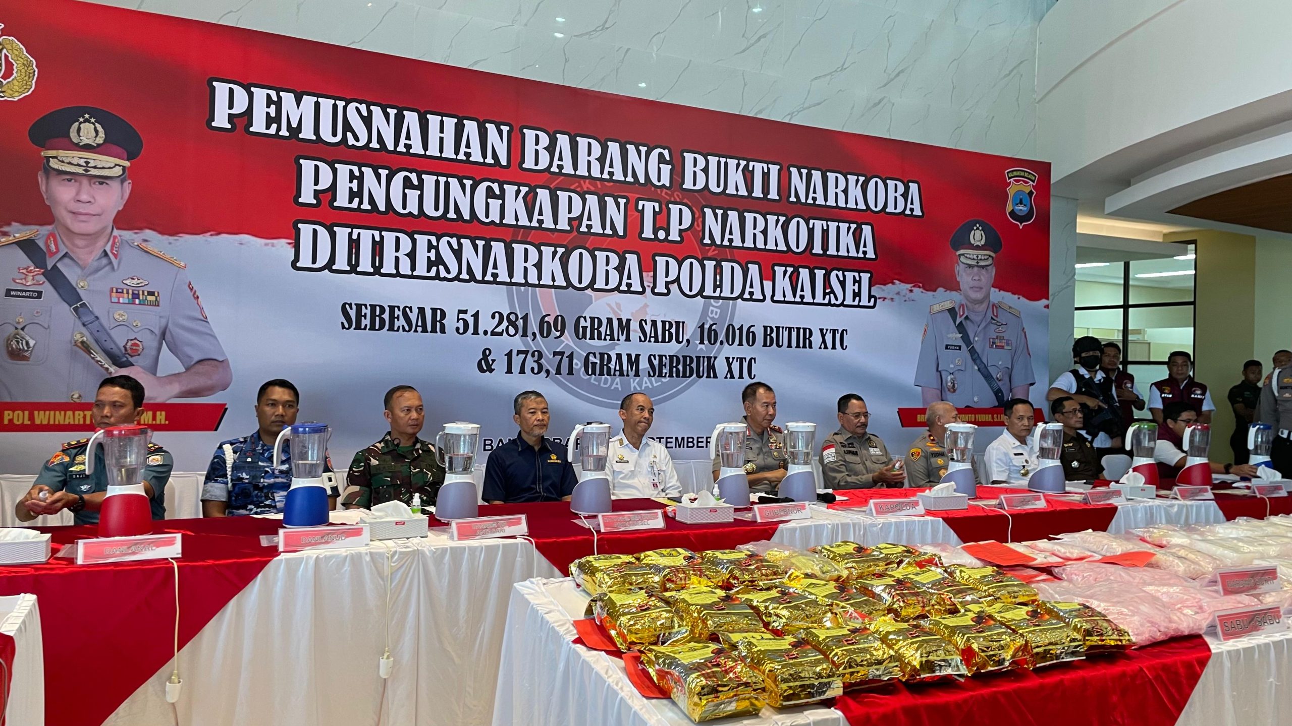 Polda Kalsel Kembali Musnahkan Puluhan Kilo Sabu-Sabu